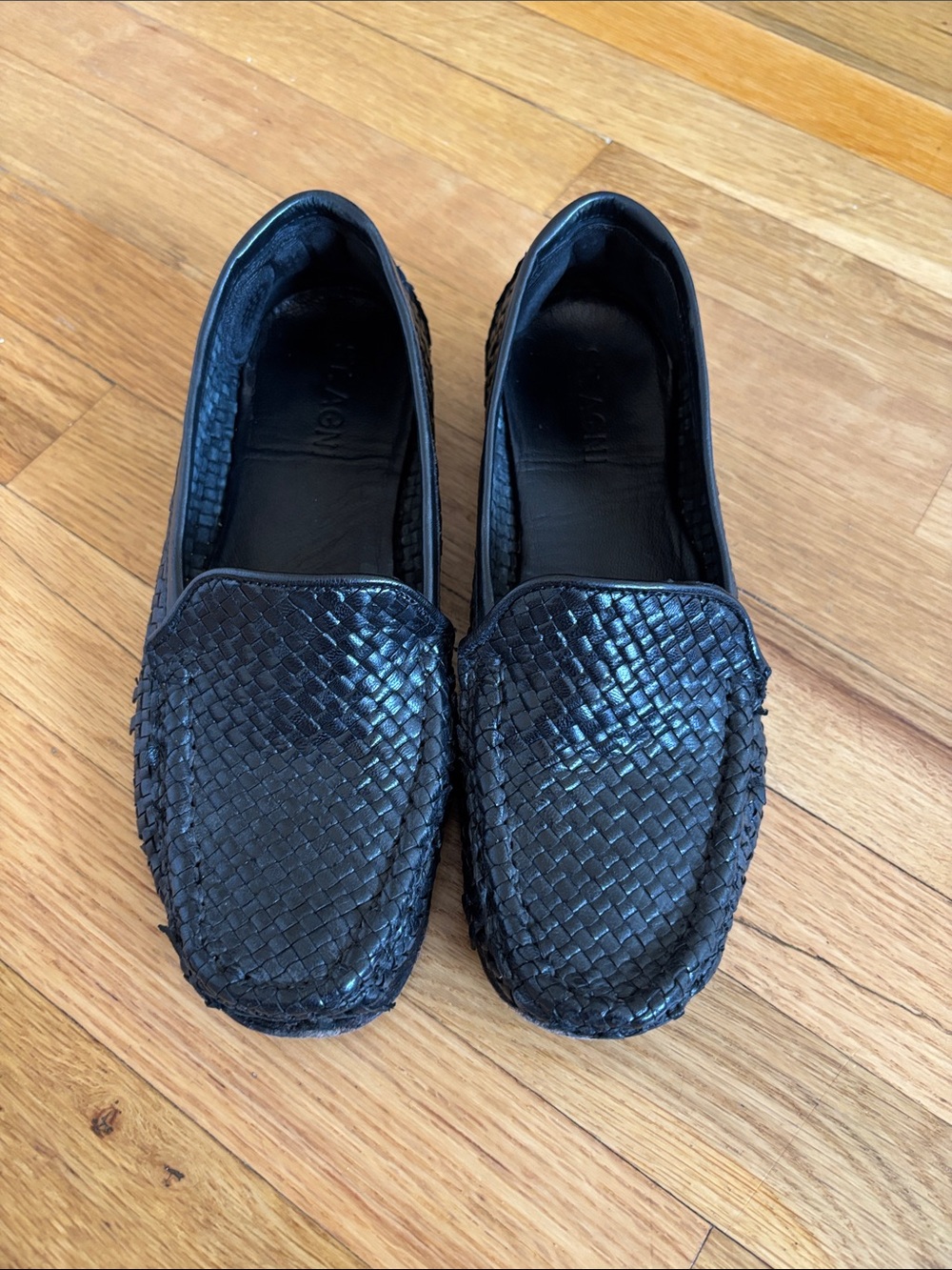 St Agni Black Woven Slip-On Loafers